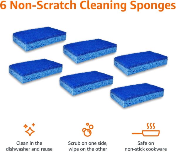 Amazon Basics Non-Scratch Sponges, 6-Pack, Blue