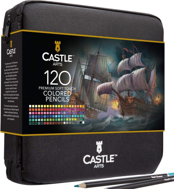 Castle Art Supplies 120 Colored Pencils Zipper-Case Set