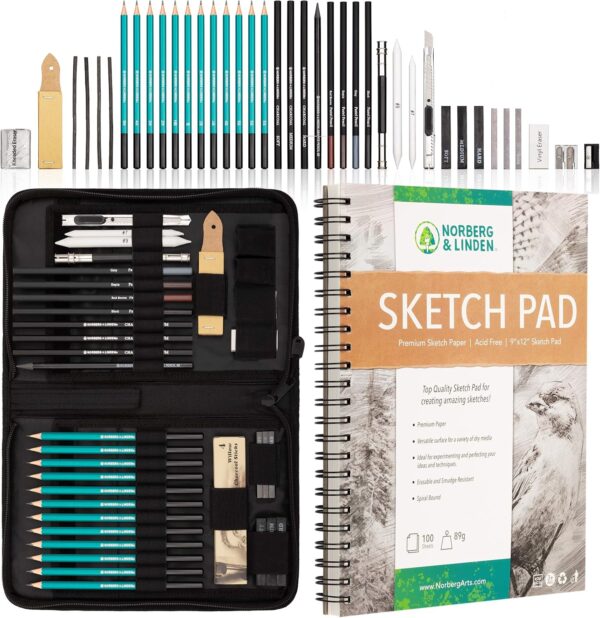 Norberg & Linden XXL Drawing Set - Sketching and Charcoal Pencils